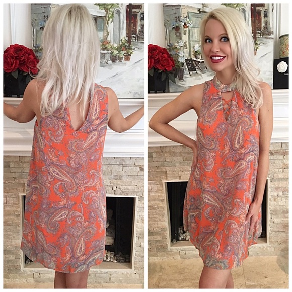 LAST 1๐๐Pretty in coral/lavender  lace up dress - Picture 2 of 4