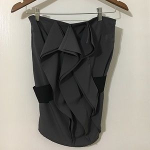 Gray strapless double layer like silk top