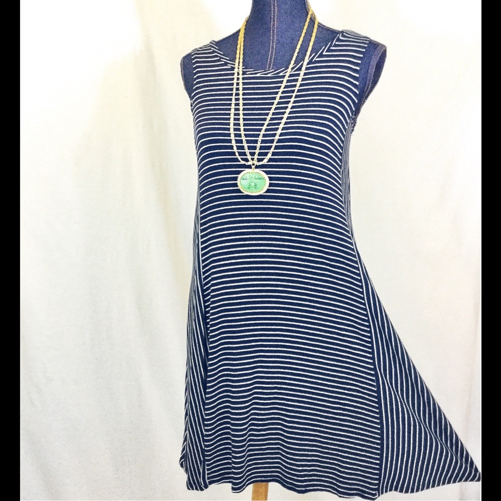 NEW🏮VANITY ROOM New Small Stripe Blue Mini Dress - Picture 2 of 4