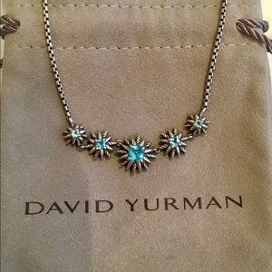 David Yurman Five Station Blue Topaz Necklace