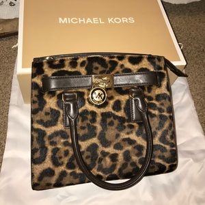 Michael Kors Calfhair Leopard satchel/tote