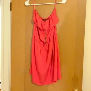 Pretty coral strapless dress