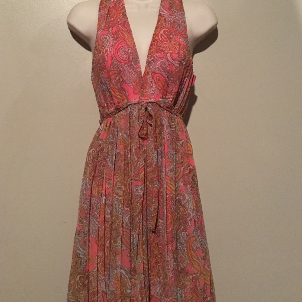 H&M coral pleated dress size 6