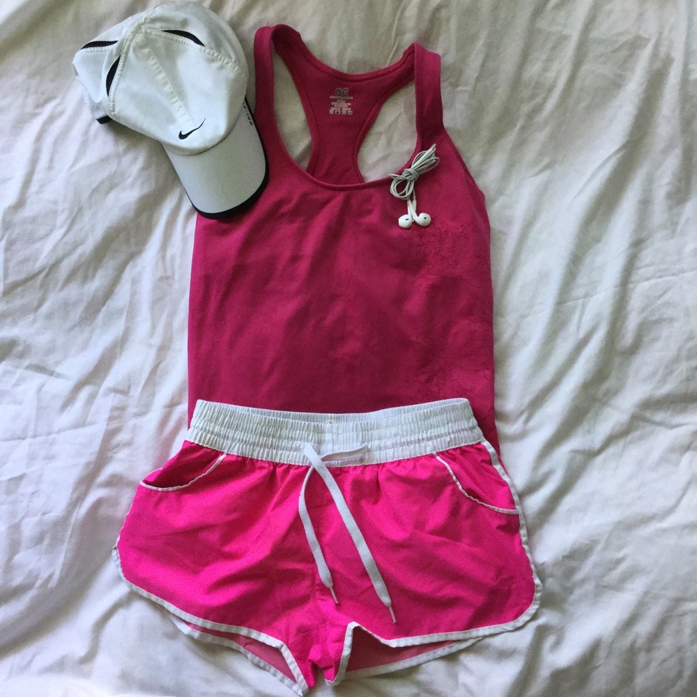 Hot pink running shorts