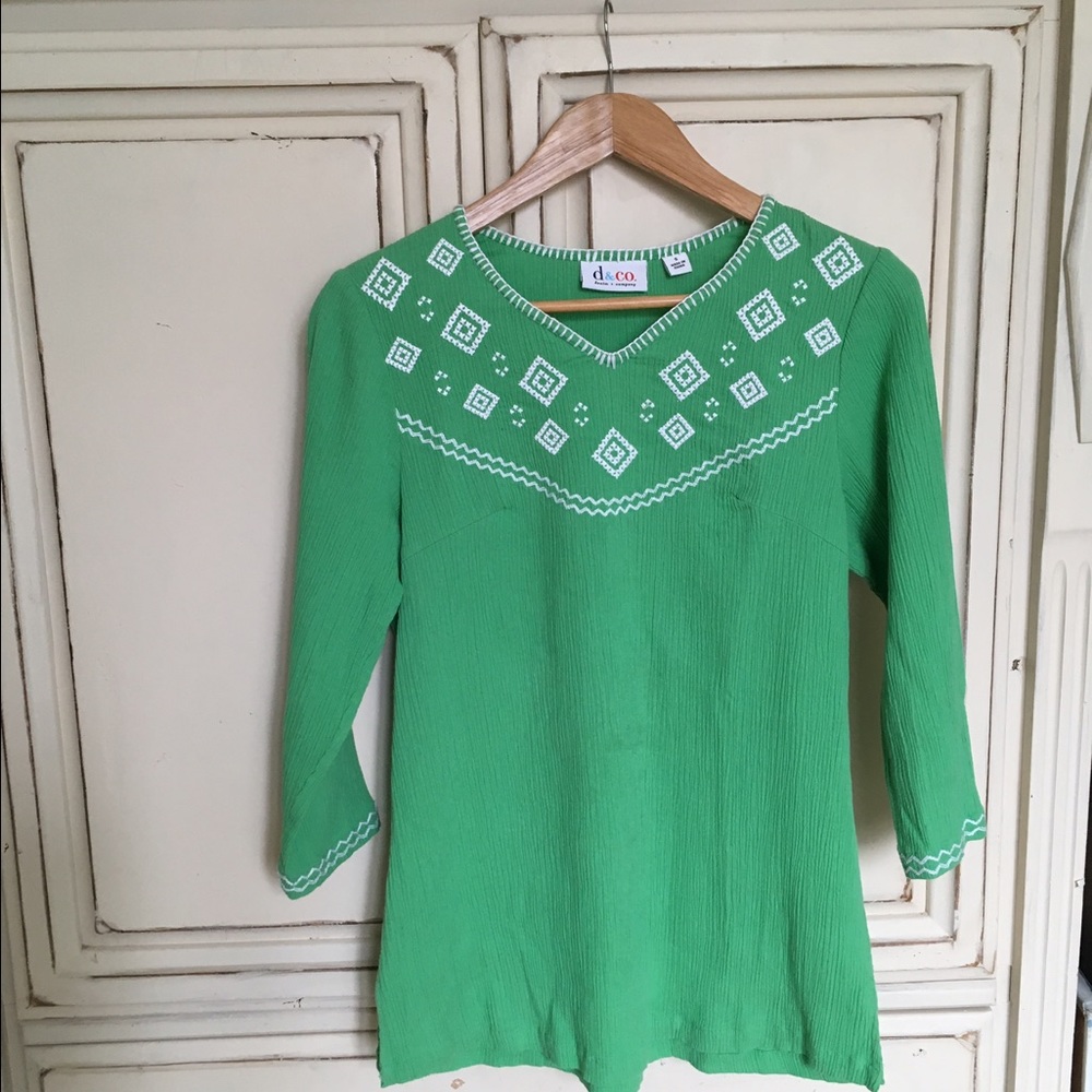 Green cotton embroidered tunic