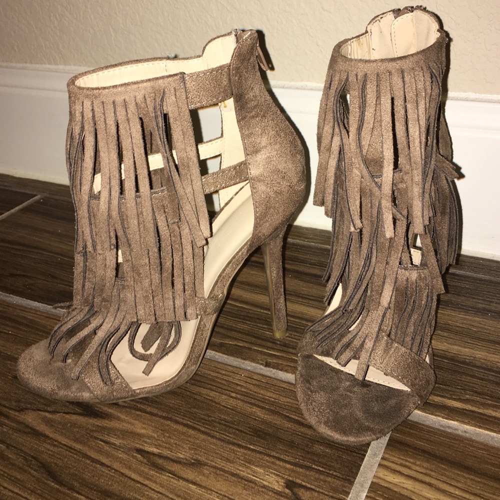 Brown/Tan Fringe Heels