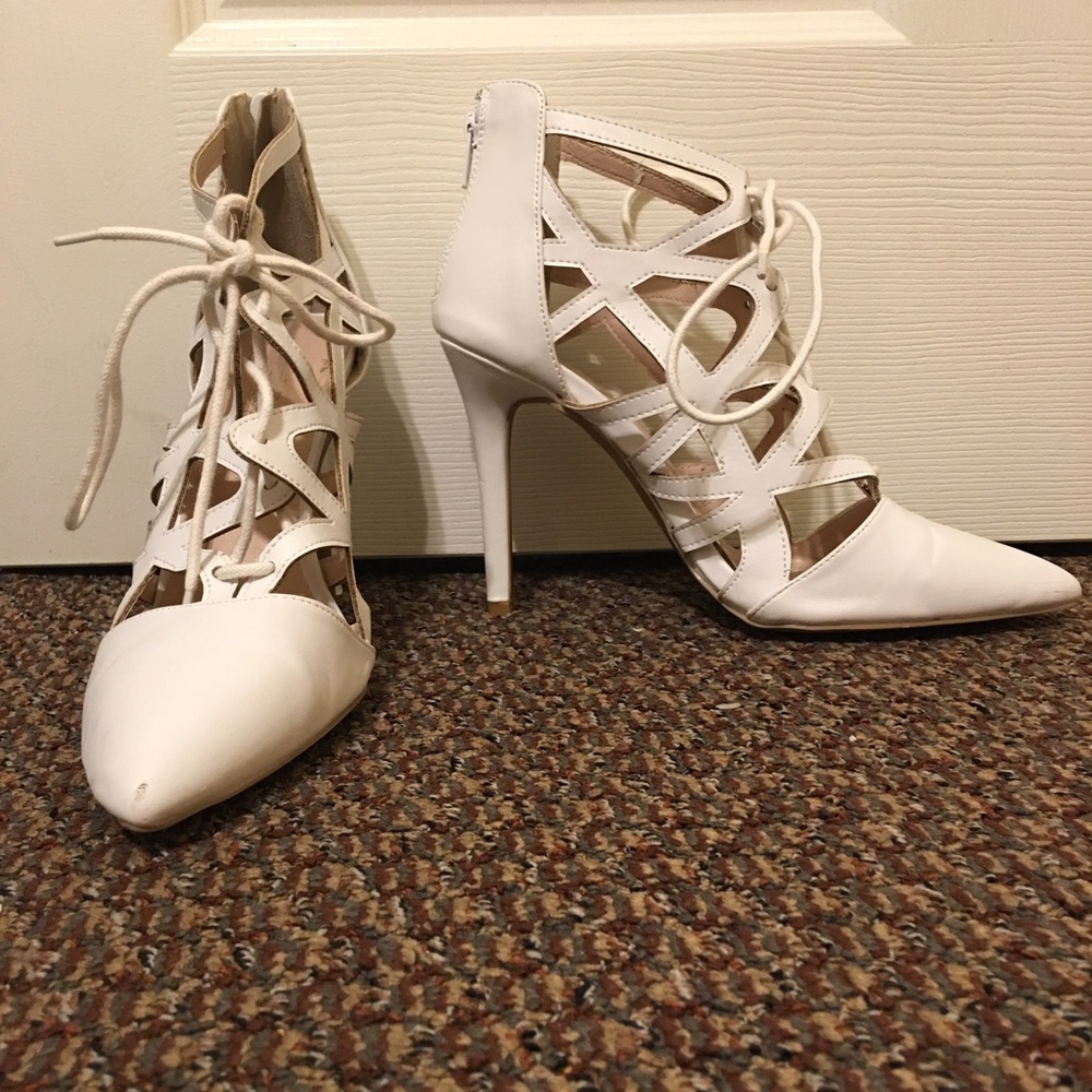 White Lace Up Heels!