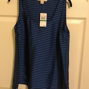 NWT MICHAEL KORS STRIPED BLUE TOP SHIRT L