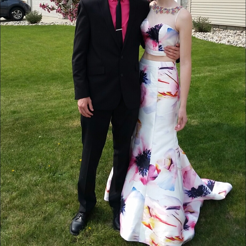 Two piece mermaid prom dress