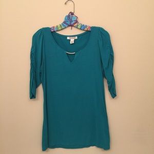 White House Black Market teal knit shirt