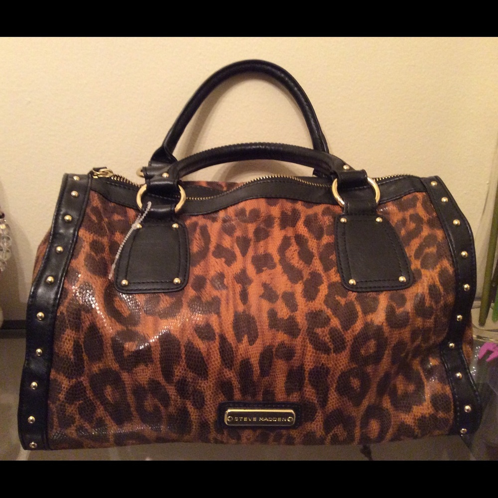 Brown black bag little leather and 100%polyester