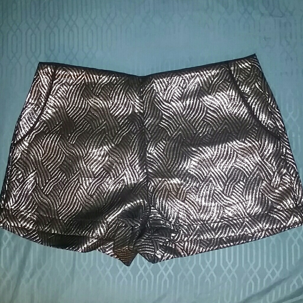 Silver and black shorts