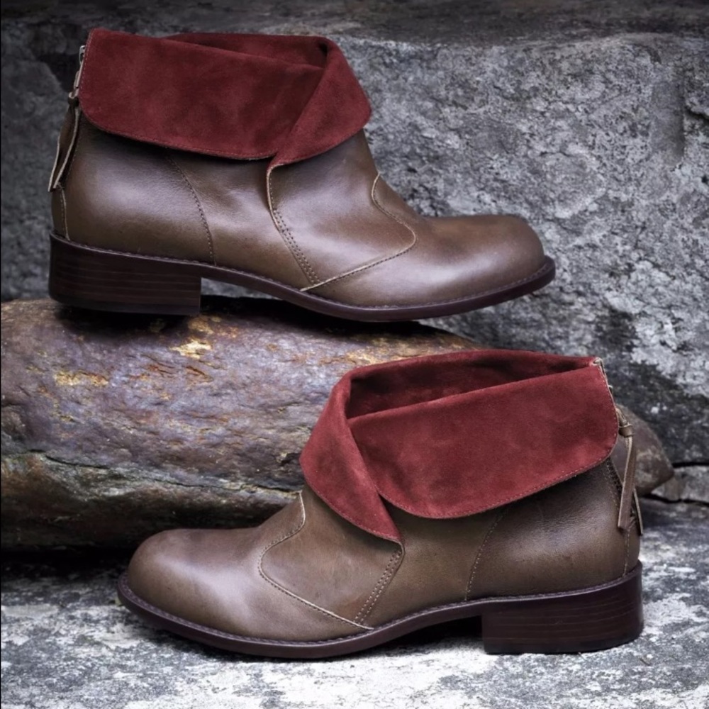 Anthropologie Schuler & Sons Contrast Cuff Boots