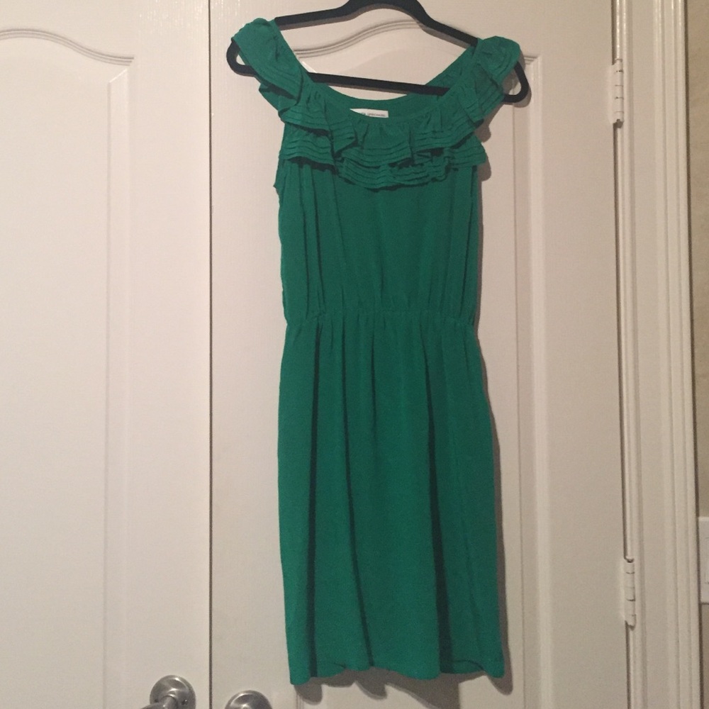 Amanda Uprichard Green Silk Ruffle Dress