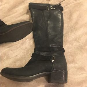 Black leather UGG boots