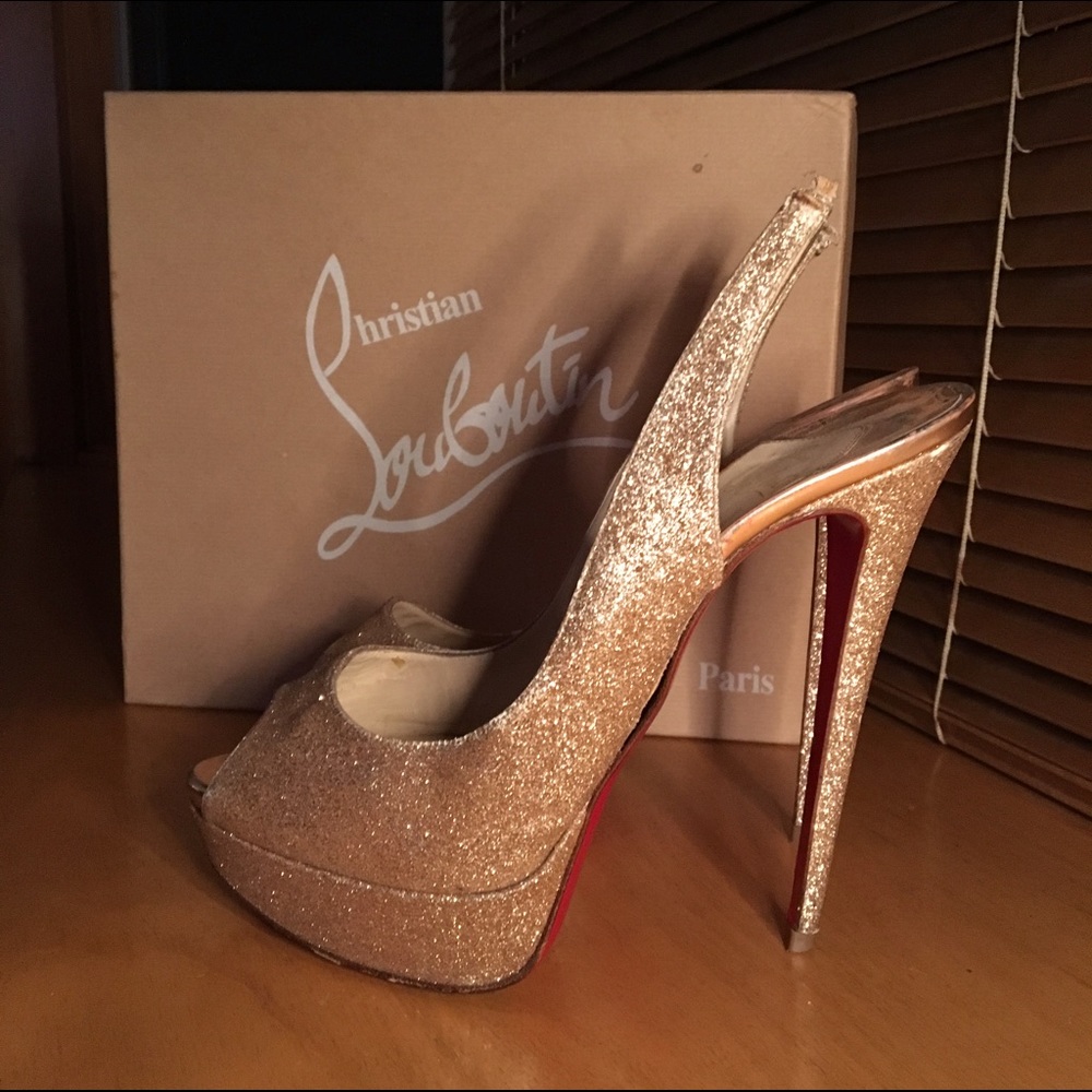 Christian Louboutin gold glitter heel