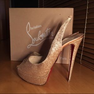 Christian Louboutin gold glitter heel