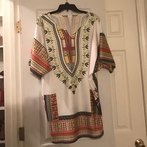 Dashiki print mini dress