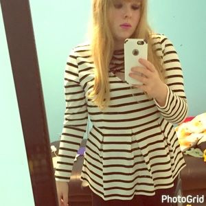 Black and White Peplum Top