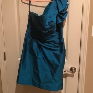 One shoulder taffeta Bridesmaids dress.