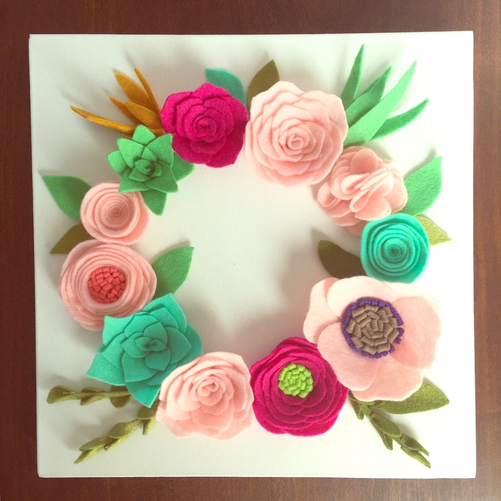 Handmade felt flower & succulents home decor