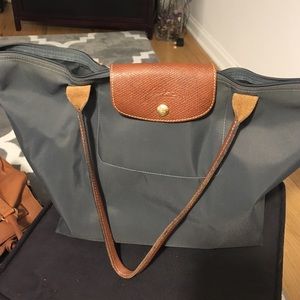 Navy large long champ bag