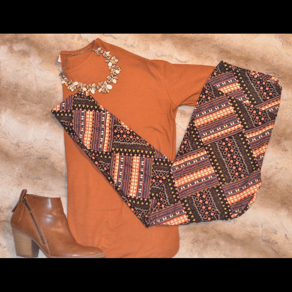 Lularoe TC Leggings tribal print on black