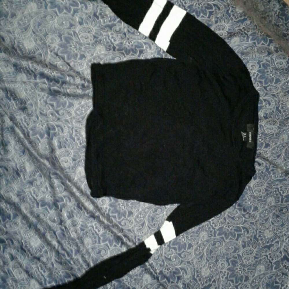 Black and while striped sweater crop top