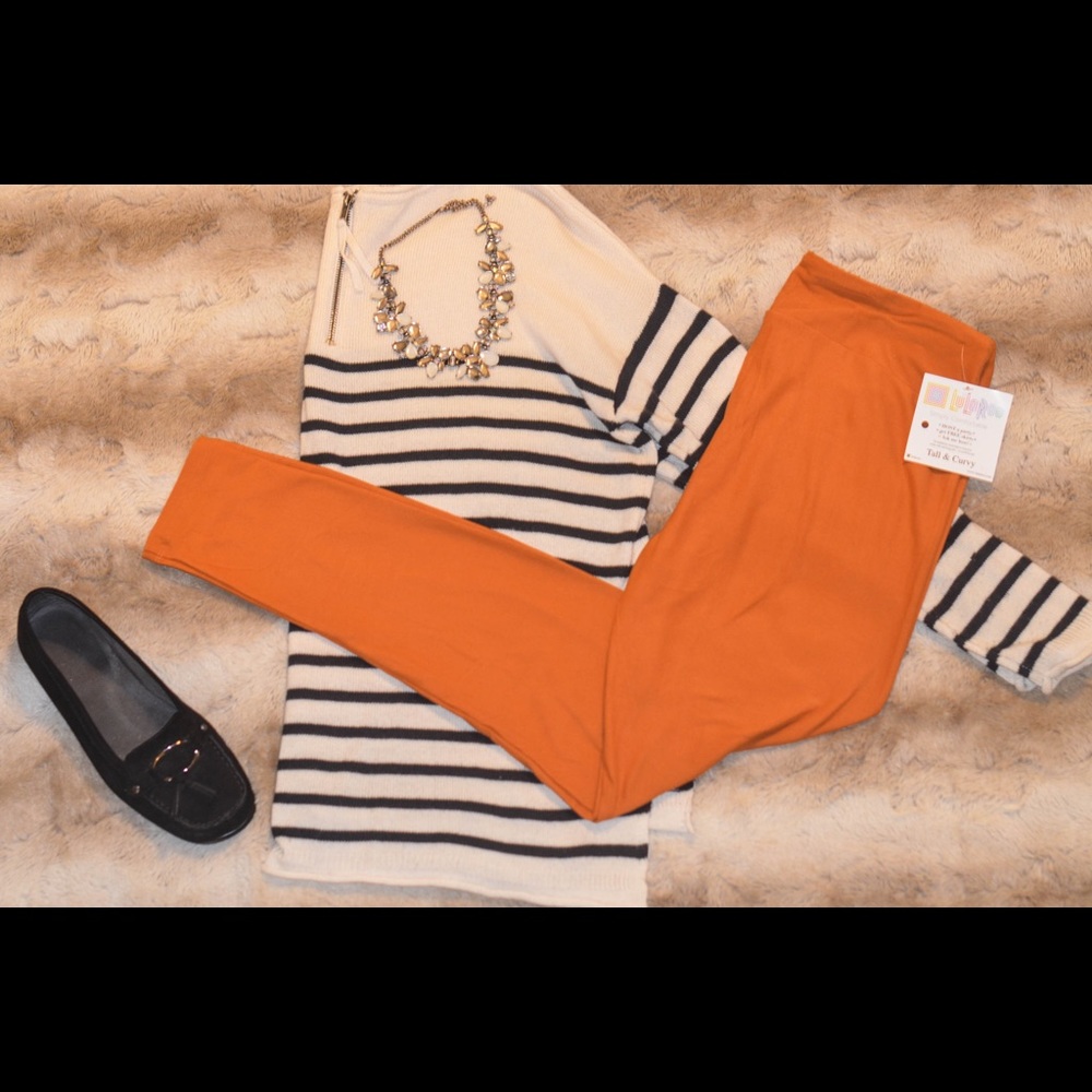 Lularoe solid orange/pumpkin gold TC Leggings NWT