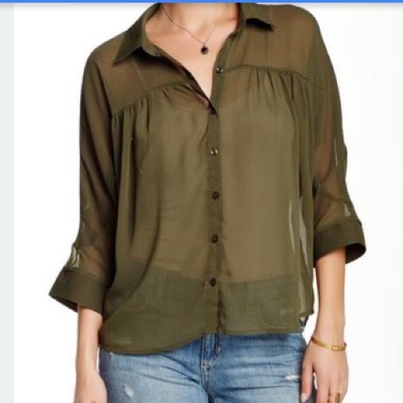 love on a hanger Tops - NEW Olive Green 3/4 Dolman Sleeve Peasant Blouse