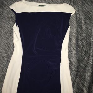 New Lauren Ralph Lauren Navy Blue&White Dress