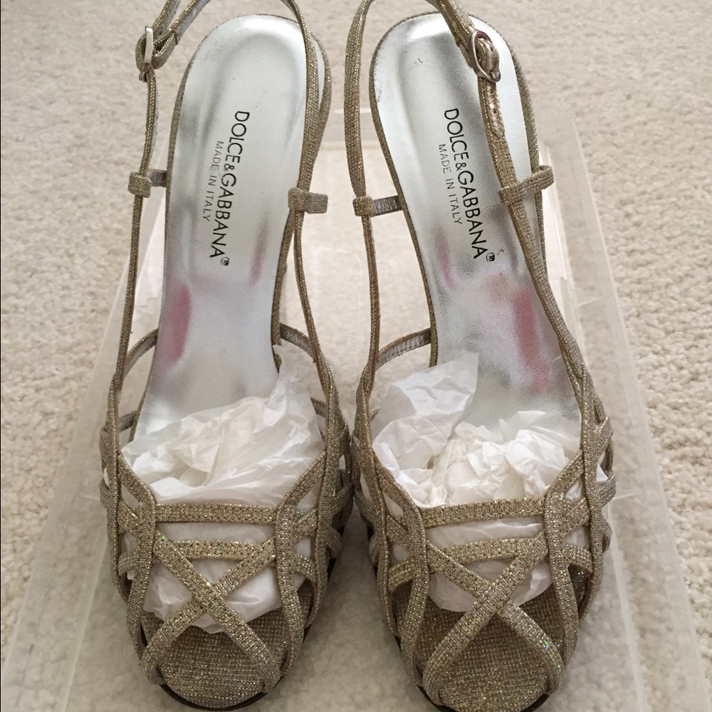 Dolce and Gabbana Nude Glitter Heels size 35.5