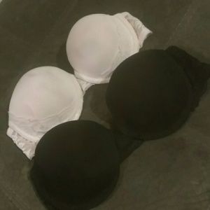 Two strapless bras