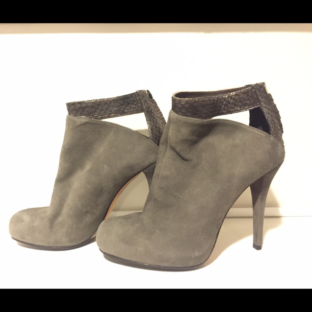 Gray suede and snake booties size 37