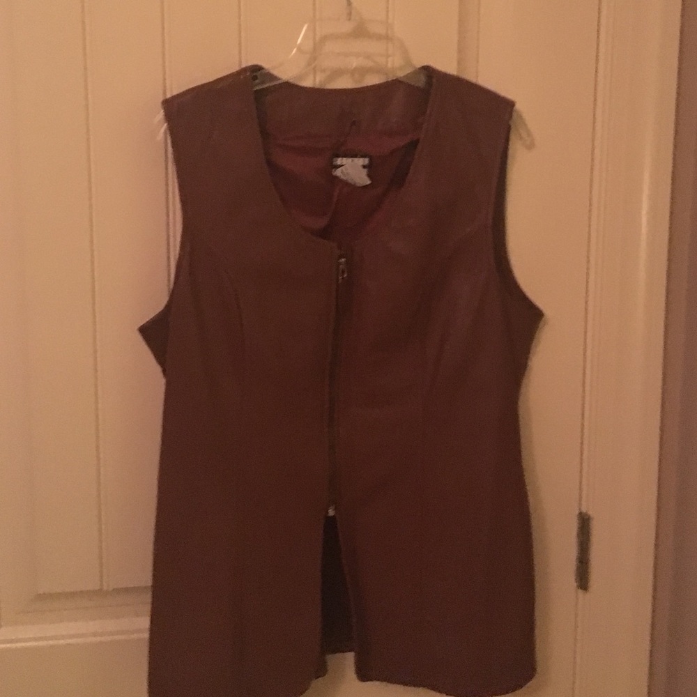 ❤️❤️❤️cognac brown leather vest
