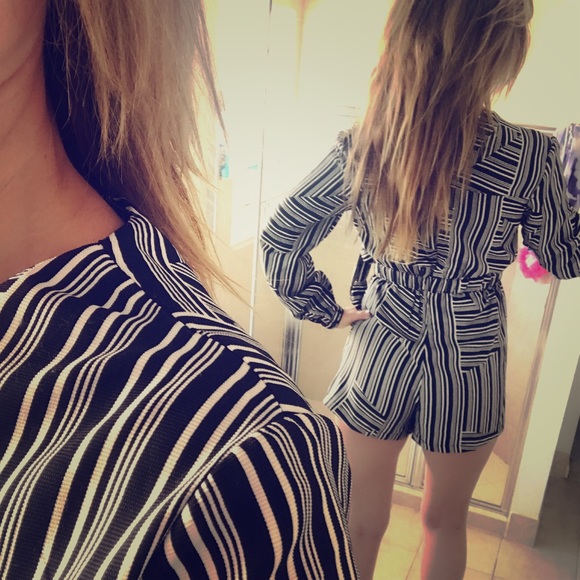 Black and white striped romper - Picture 3 of 3
