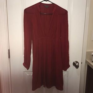Red deep cut Armani Exchange babydoll type dress