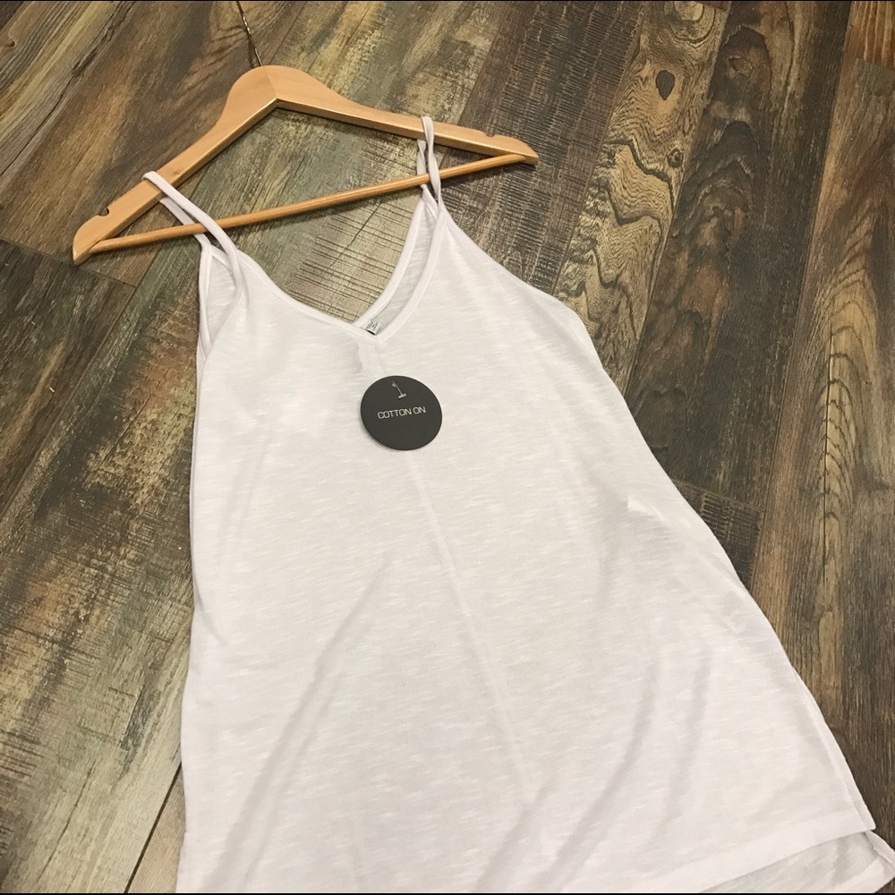 White V-Cut Cotton-On Tank