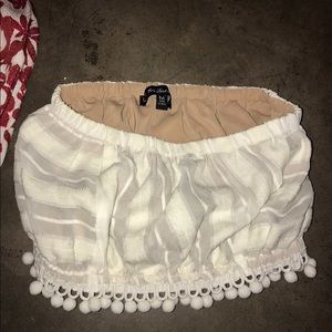 for love & lemons strapless pompom top