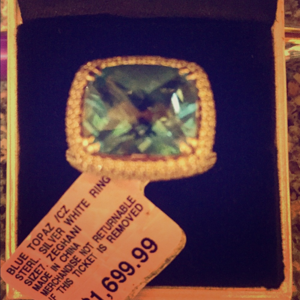 ⭐️SOLD⭐️ Zeghani Blue Topaz diamonds SS ring - Picture 3 of 5