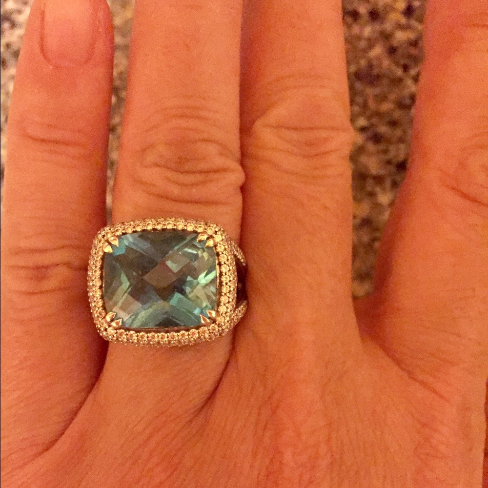 ⭐️SOLD⭐️ Zeghani Blue Topaz diamonds SS ring - Picture 2 of 5