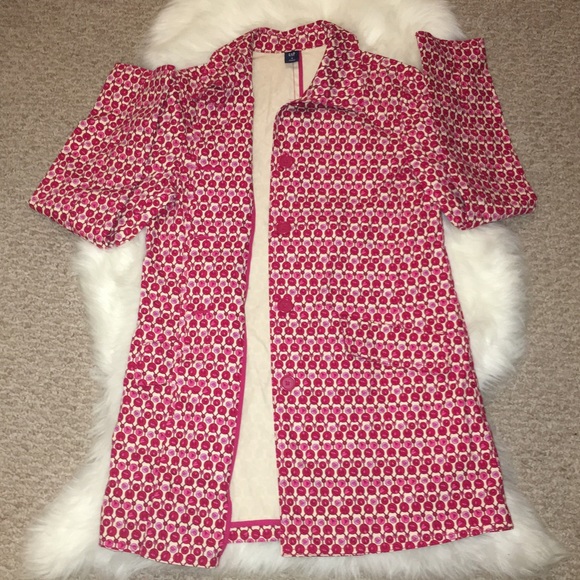 GAP Red Pink Floral Tulip Trench Car Jacket -SZ: S - Picture 2 of 4