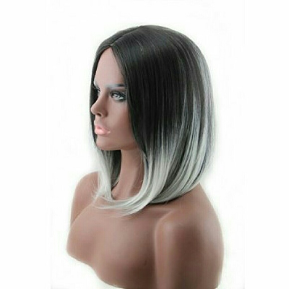 Ombre Black Gray Full Wig