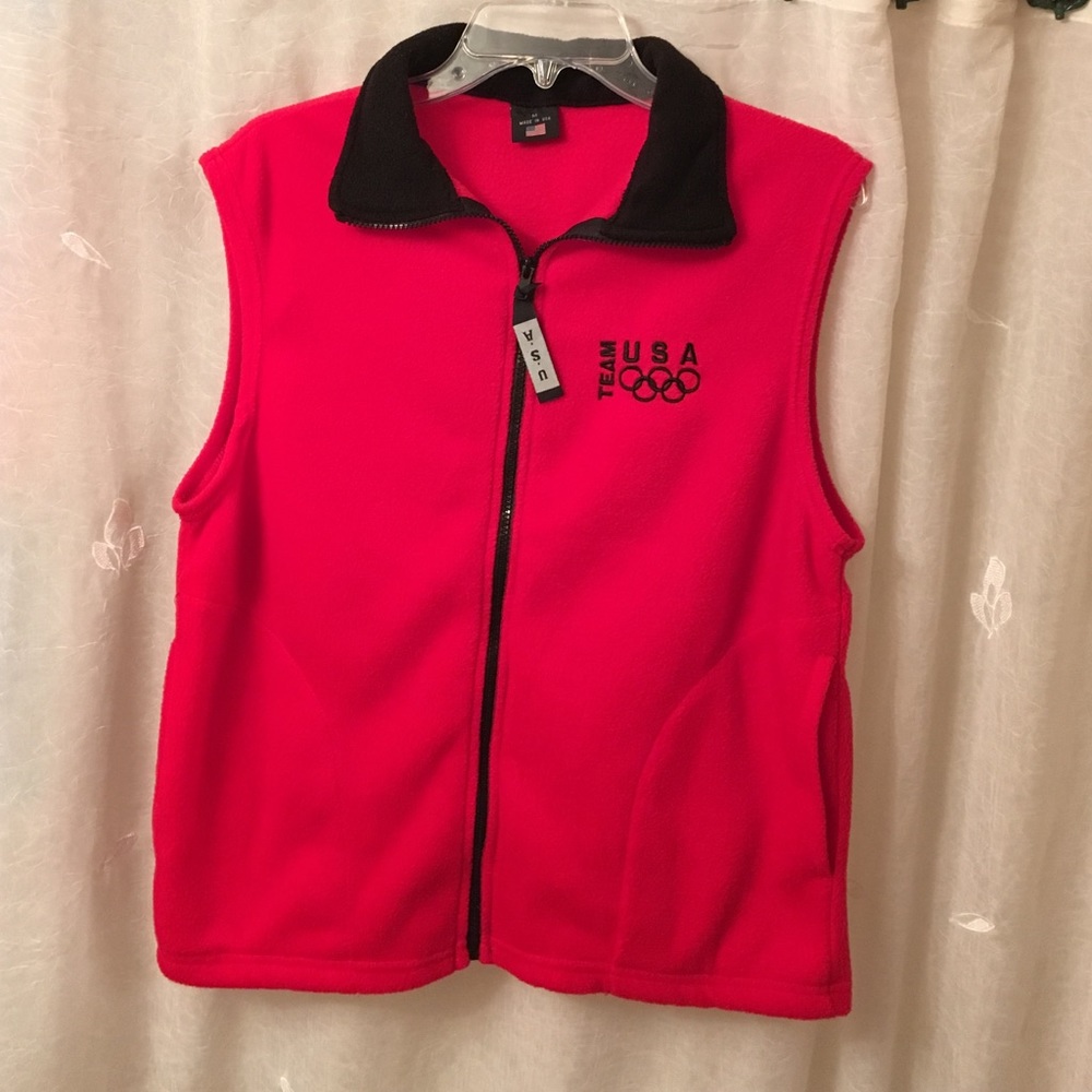 Red fleece vest