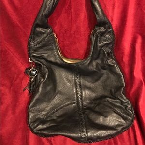 Large Black Leather Hobo