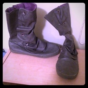 Grey faux leather boots