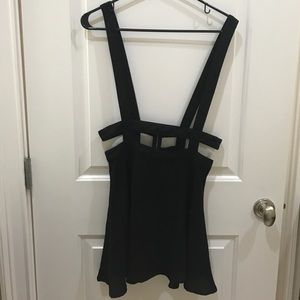 UO brand Sparkle and Fade black overall dress.