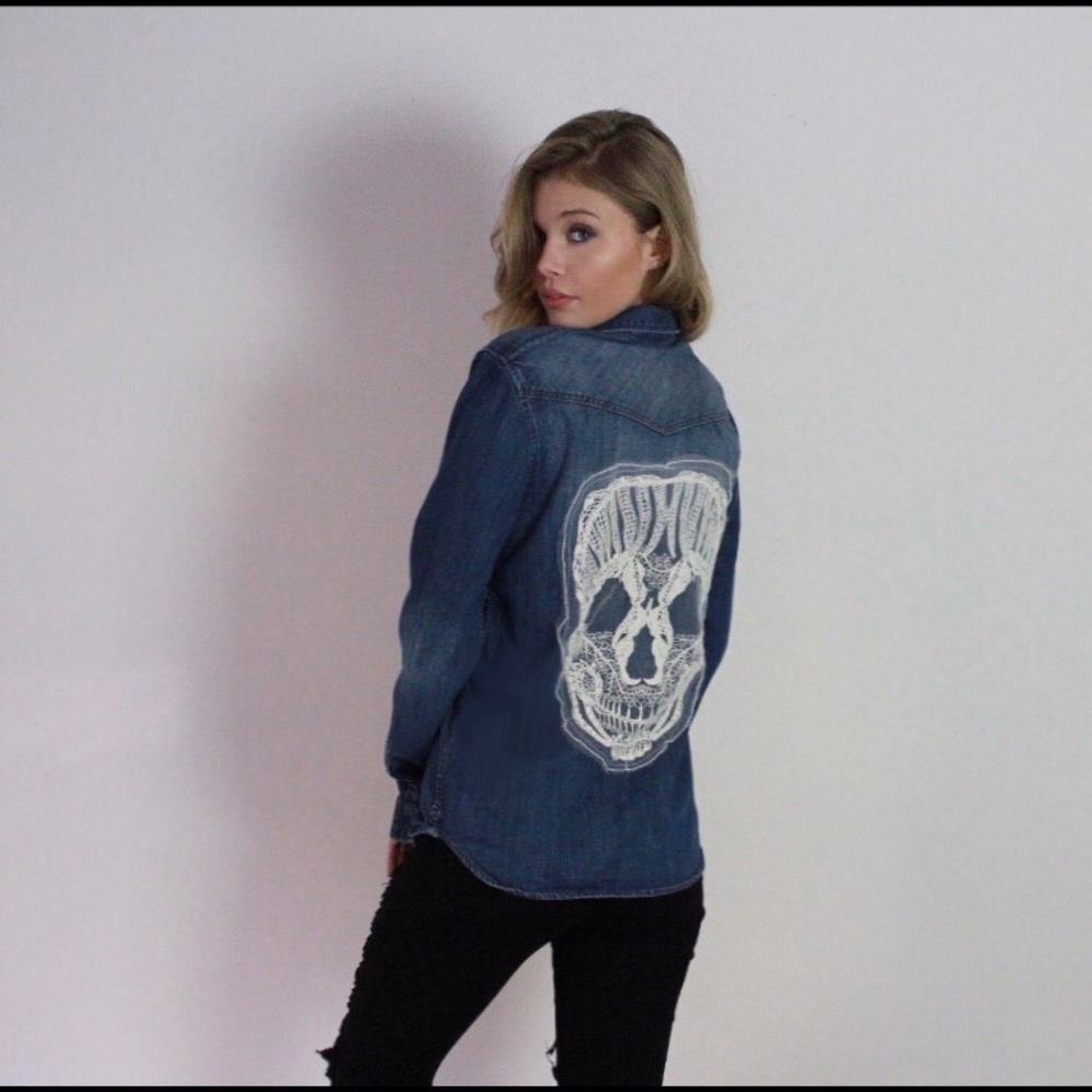 🔺SOLD🔺Denim Skull Shirt