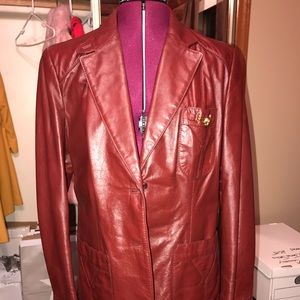 Etienne Aigner vintage Oxblood Leather coat