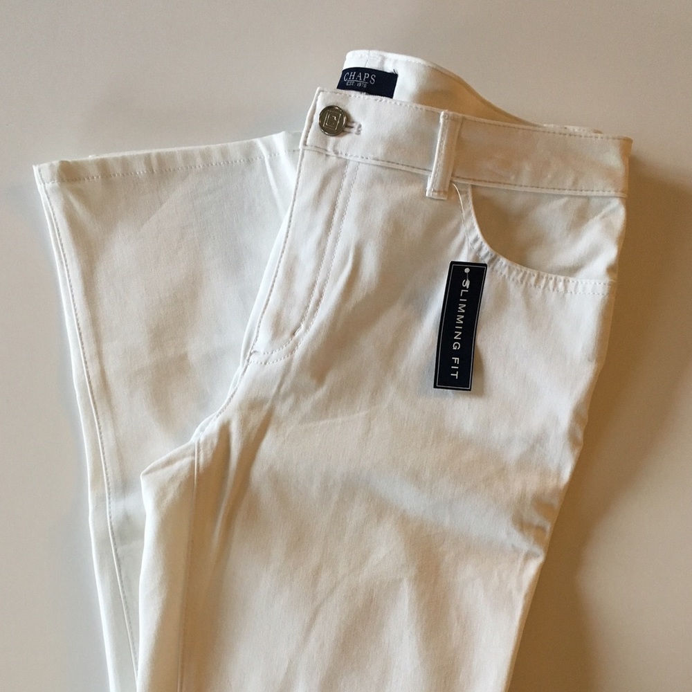 Chaps Slimming Fit White Pants Size 6 NWT!